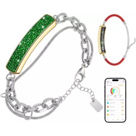여성용 가벼운 럭셔리 스마트 팔찌 2밴드가 있는 크리스탈 탄생석 피트니스 트래커 하루 [Pink] Women's Lightweight Luxury Smart Bracelet with 2 Bands Crystal Birthstone Fitness Tracker Day [Pink]