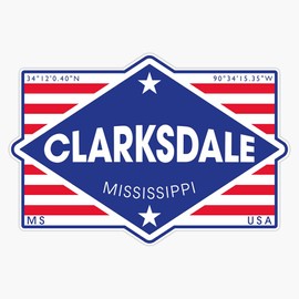HOF Trading Clarksdale, Mississippi - Diamond Flag Vinyl Sticker Waterproof Decal Laptop Wall Window Bumper Sticker 5"