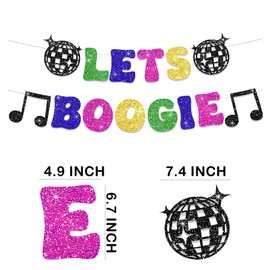 Myhaode 80's 90s Disco Themed Lets Boogie Banner Retro Party Decorations for Throwback Classroom Party, Dance Decade Celebration Perfect for Anniversaries, Birthdays Events