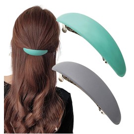 Herbeluemily Hair Barrettes Hair Barrette Hair Clip Hairpin Matte Matte 2-Piece Set B Blue Green + Gray HM-0143-R04-B
