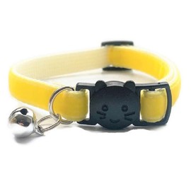 Velvet Cat Collars with Bell | Quick Safety Release Breakaway Buckle | Handmade in the UK | Available in Cat & Kitten Size | Zacal Cat Collars | Lemon Yellow Velvet
