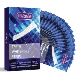 MySmile Teeth Whitening Strips, 28 Non-Sensitive Formula Peroxide Free Teeth Whitening Strips, Safe for Dental Lubrication, 14 Whitening Sessions, Deep Stain Removal