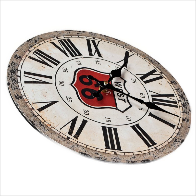 MDF Wall Clock Route 66 Diameter 28 cm