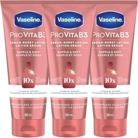 Vaseline Supple & Soft ProVitaB3 Serum Burst Lotion: 10x Vitamin C, Revives Dull Skin, All-Day Hydration 222ml (Pack of 3)