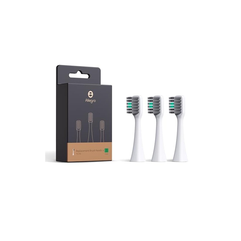 Allegro M1 Electric Toothbrush Replacement Heads (White-Medium),3 Pack