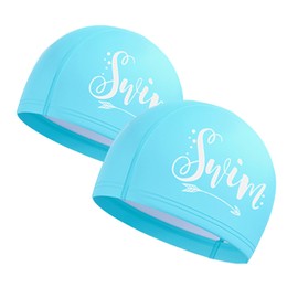 LENGLAGE 2PK Gorro De Natación para Mujeres Y Hombre, Gorras De Natacion para Cabello Largo, Gorras para Nadar para Adulto, Elásticos PU Gorro De Natación Impermeable de Antideslizante (Cielo Azul)