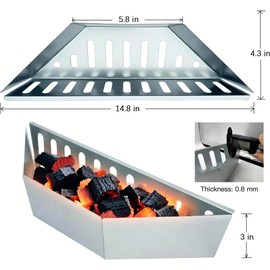 Auisea 2 Pcs Thickened Charcoal Basket Stainless Steel Char Holder with Mini Tong, Compatible with 22-Inch Weber Charcoal Grills, Charcoal Container Grilling Briquette Baskets