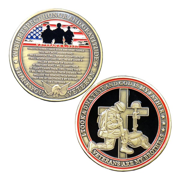 Aomcisi Military Veterans Creed Challenge Coin Unreal 3D Military Prayer