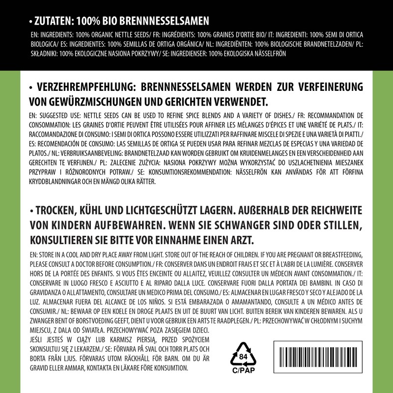 Alpi Nature ORGANIC nettle seeds (500g), organic nettle seeds, organic