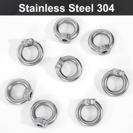 QIMEI-SHOP Ring Nut M5 Eyelet Nut 304 Stainless Steel Ring Nuts Eye Nut Hardware Ring Eyelets Ring Shaped for Attaching Hanging Pack of 8