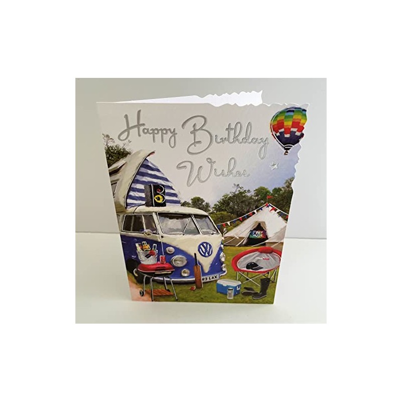 Jonny Javelin Male Happy Birthday Wishes Card - Retro Campervan