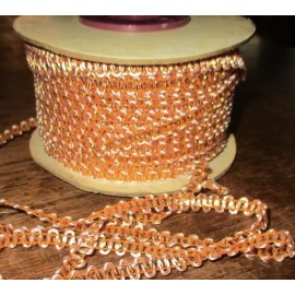 Imperio 2 yd ~ Vintage Mini Pink  gold  Metallic 1/8" French Braid  Trim ~doll