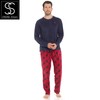 Strong Souls Mens Luxury 2 Piece Long Pyjamas Pjs Navy