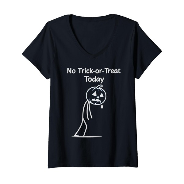 Womens No Trick Or Treat Today Sad Stickman Lazy Figure