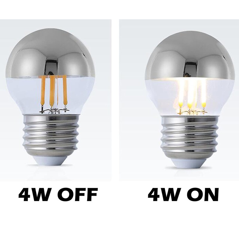 4W Half Chrome Light Bulbs Dimmable G45, Silver Tipped Mirror