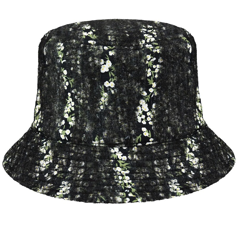 Kangol Women's Needlepunch Floral Bucket Beret Hat, black