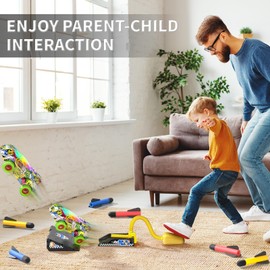 Beby Buty Indoor Outdoor Car Launcher Toys for Kids Boys, Rocket & Cars Launcher Toys Include 6 Foam Rockets & 2 Cars, Ideas 3 4 5 6 Years Boys Toys Birthday Gifts, Outdoor Toys for Kids Ages 3-5 4-8