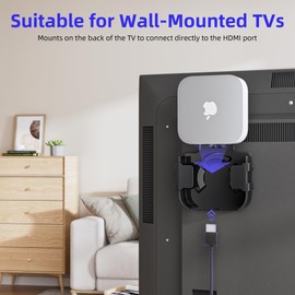 Cozcty Mount for Apple TV, Wall Mount Behind TVs Bracket, Black Apple TV Holder Compatible with All Apple Television Generations (Including All 4K Models), Easy Screw Mount or Stick on Back of TVs