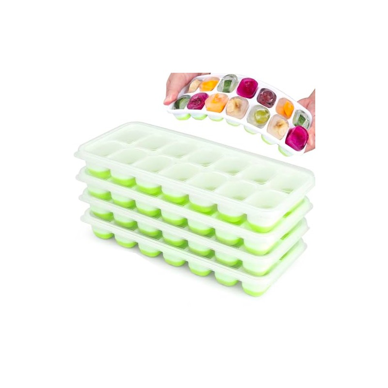 4 Pack Silicone stackable Ice Cube Trays, Reusable Flexible Silicone