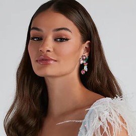 EVER FAITH Rhinestone Crystal Art Deco Earrings Sparkling Prom Teardrop Marquise Chandelier Earrings for Women, Crystal