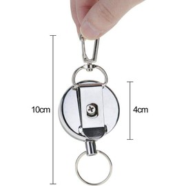 Metal Retractable Key Chains SENRISE Retractable Badges Reel Clip with 68cm Telescopic Steel Wire Rope for ID Card Key Badge Holder (3PCS)