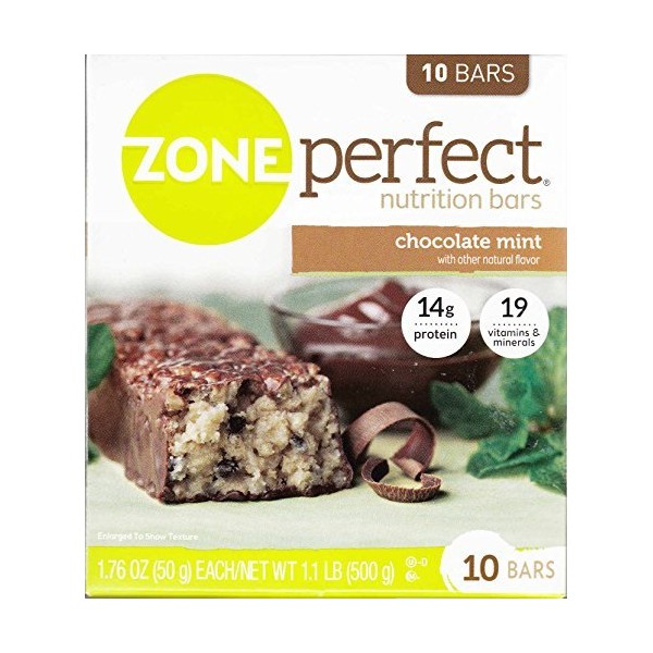 Zone Perfect Nutrition Bar, Chocolate Mint, 1.76 Oz Bar, 10 Count