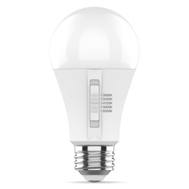 Goodlite A19 LED Bulb, 5 Color Selectable 3000K-3500K-4100K-5000K-6500K, 1100 Lumens, 12W (75W Equivalent), High CRI, 5% Dimmable, UL Listed, Enclosed Fixtures & Damp Rated, 15,000 Hrs. 1ct (G-10882)