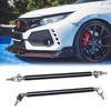 Black Front Bumper Lip Splitter Spoiler + Strut Rods Compatible