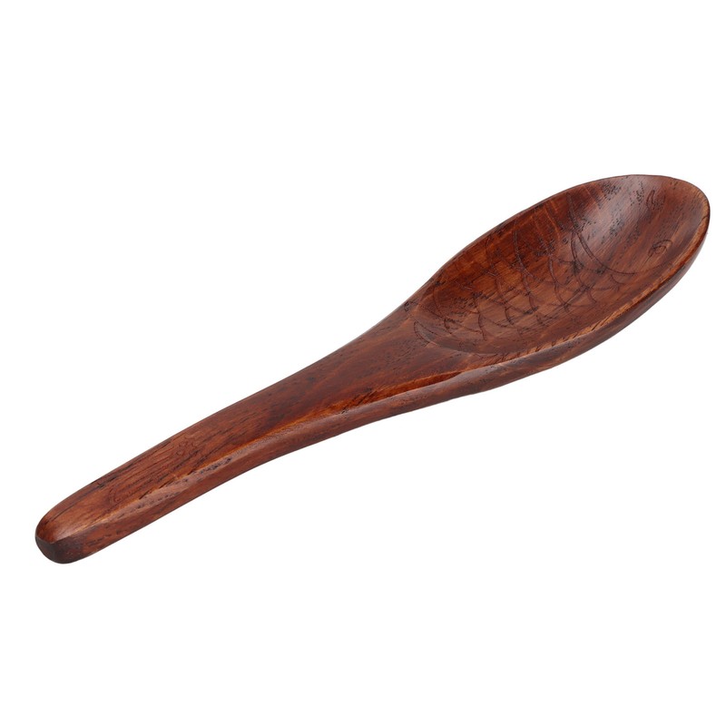 5pcs Wooden Spoon Fish Shaped Hand Carved Old Paint Color