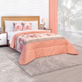 Colchas Elefantito Edredón Con Sábanas King Size Salmón Flora Color Rosa