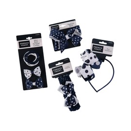 French Toast Kid's School Uniform Polka Dot Headbands and Ponytail Holders, 4-pack, Navy Blue & White, One Size