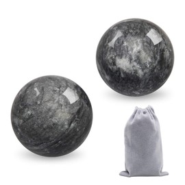 Coolrunner 2'' Marble Dark Grey Baoding Balls Chinese Health Stress Relieve Hand Exercise Hand Massage Hand Balls