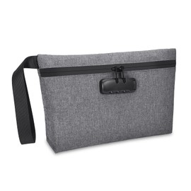 ORIA Smell Proof Bag, Money Bag with Combination Lock, Dual Compartments, 12.6" x 7.9" Stash Bag for Cash, Documents, Phones and Other Valuables Storage