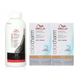 WELLA Color Charm T11Lightest Beige Blon Toner 2 pcs w/Color Charm 20V Dev 3.6oz