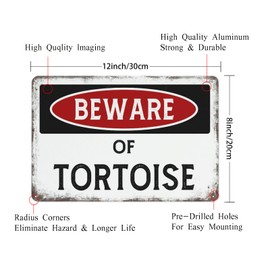 Beware of Tortoise Vintage Metal Tin Sign Decor Retro Funny Aluminum Sign For Home Garage, Basement Wall Decorations