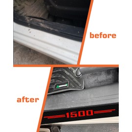 LINOAH Door Sill Protectors for RAM 1500, Carbon Fiber Leather Door Sill Sticker for Dodge RAM 1500, Car Interior Decoration, Pack of 4, Red