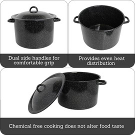MIRRO 7.75 Qt Enamel Stock Pot for Canning, Black