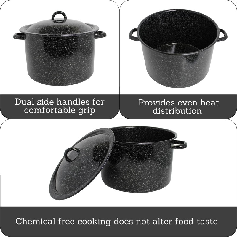 MIRRO 7.75 Qt Enamel Stock Pot for Canning, Black