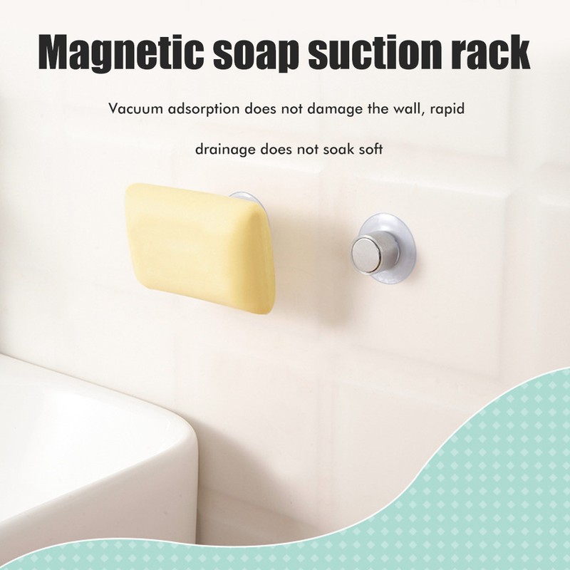 Stainless Steel Magnetic Soap Holder Wall Mounted Suction Cup Soap