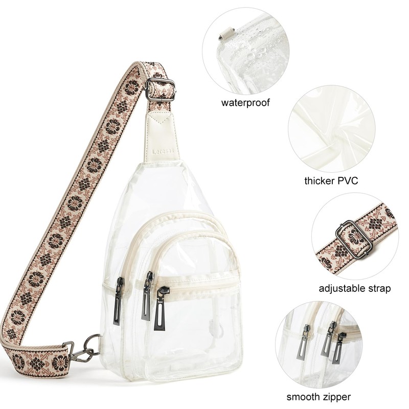 Leresas Clear Bag for Women Men Stadium Approved Sling Backpack