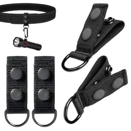 ArrErr 4 Pack Duty Belt Keeper with D Ring Double Snaps Tool Belt Suspenders Loop Attachment Connectors for Tactical Belts Carpenter Construction Electrician Tool Belts Suspender MOLLE System Straps