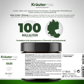 Kräutermax Arnika Montana Salve 3 x 100 ml Skin Cream for Improved Circulation and Natural Regeneration - Arnika Montana Medicinal Plant in Tigel for Applying and Rubbing - Mountain Well-Rental
