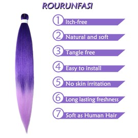 Lavender Purple/Light Purple Pre stretched Braiding Hair, 26 Inches Kanekalon Box Braiding Hair Extensions, 2 Packs Yaki Texture Synthetic Crochet Braids Hair