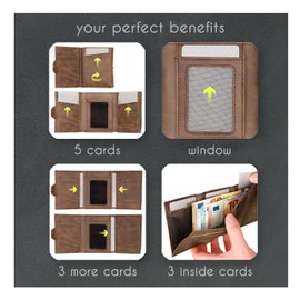 slimfin® Slim Wallet Fold with Coin Compartment - Card Holder - Men's Wallet - Wallet - Wallet - Card Holder Small / Mini with RFID Protection - Brown, dark brown, Minimalist