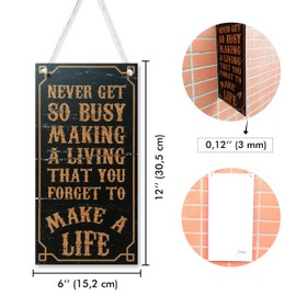 CARISPIBET Never get so busy making a living that you forget to make a life Home decorative sign inspirational wall art 12" x 6"