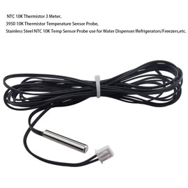TIEXYE 4pcs 10K Thermistor 3 M, 3950 NTC 10K Thermistor Temperature Sensor Probe, Stainless Steel NTC 10K Temp Sensor Probe use for Water Dispenser/Refrigerators/Freezers,etc.