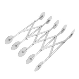Raguso Pastry Cutter, Locking Device, 5-Wheel Pizza Cutter, Stainless Steel, Retractable, Precise Cutting for Baking in the Kitchen, for Cakes