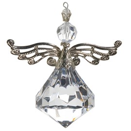RAZ Imports Angel Crystal Drop Ornament, Clear, Handcrafted Glass Christmas Decoration