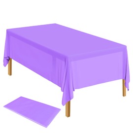 ELECLAND Purple Plastic Table Cover 137 x 274 cm Purple Plastic Tablecloth Rectangle Purple Table Cover for Indoor or Outdoor Baby Shower, Wedding, Birthday Party Decorations