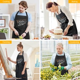 Sienzo Waterproof Kitchen Apron for Men and Women, Adjustable Black Apron with Pockets, BBQ Apron for BBQ, Kitchen, Restaurant, Cafe (1 x Apron + 1 x Kitchen Towel)